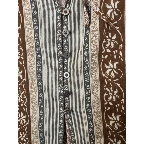 We The Free Border Batik Top Chestnut Brown Floral Size XS - Picture 3 of 9